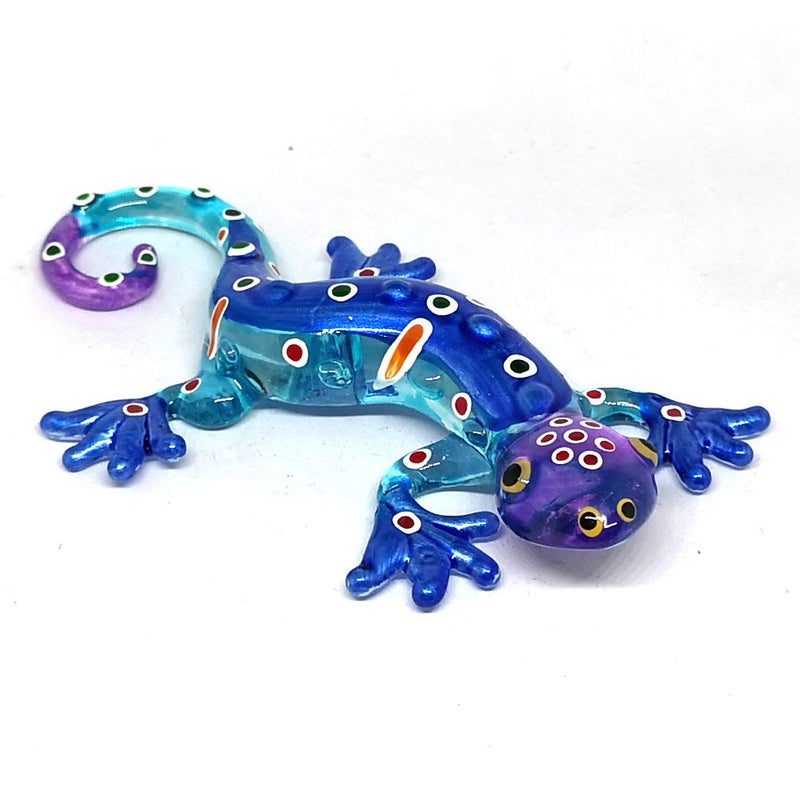 ZOOCRAFT Glass Gecko Figurine Blue Miniature Hand Blown Lampwork Animal Statue Decor - Image 2